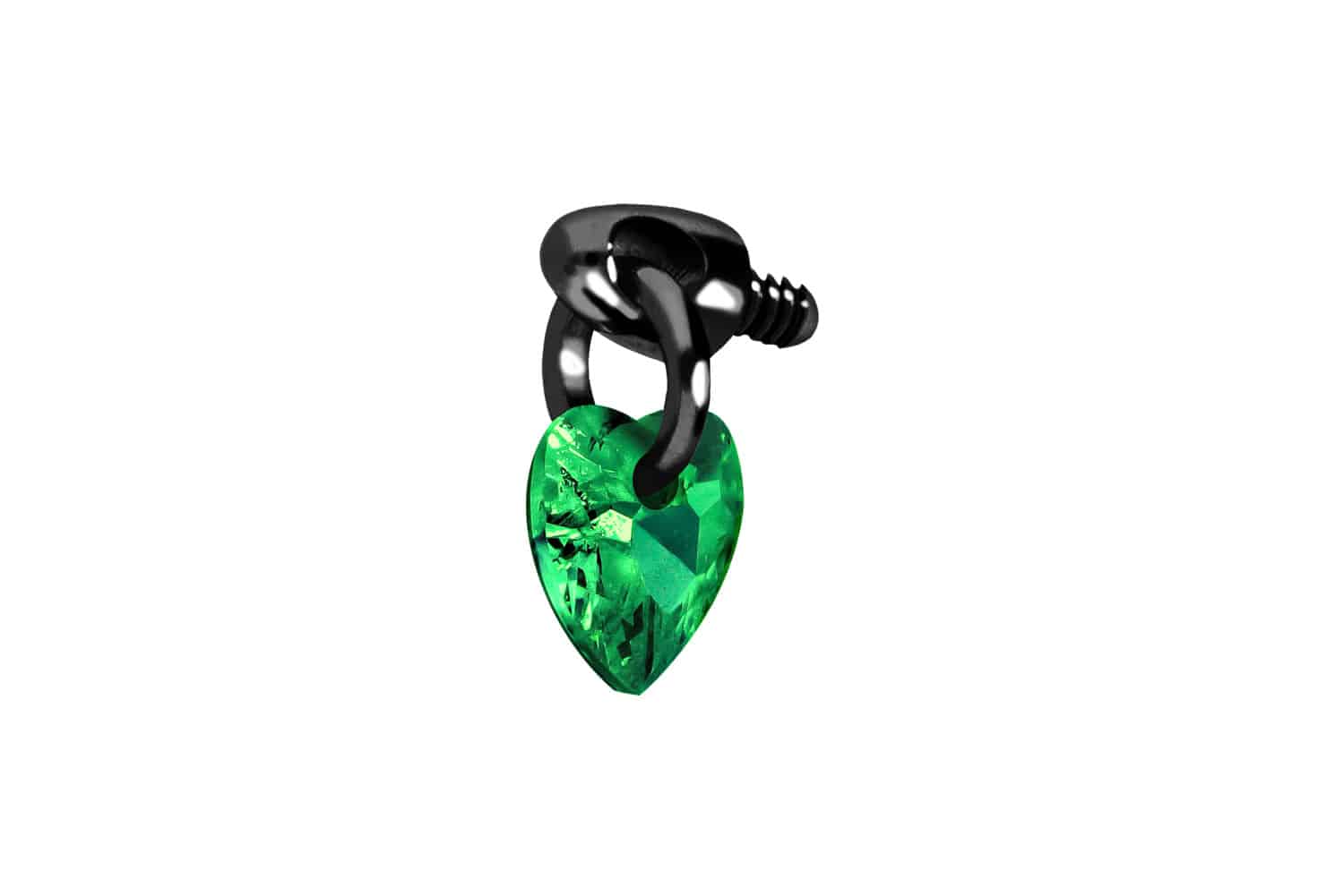 Titan Schraubaufsatz mit Außengewinde KRISTALLHERZ von Piercingline